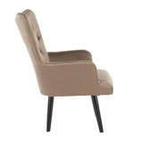 Lumisource Isabel Contemporary Accent Chair in Black Wooden Legs and Brown Satin Fabric