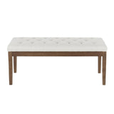 Lumisource Jackson Contemporary Bench in Walnut Wood and Oatmeal Fabric