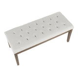 Lumisource Jackson Contemporary Bench in Walnut Wood and Oatmeal Fabric