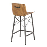 Lumisource Java Industrial Counter Stool in Antique Metal and Teak Wood - Set of 2