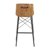 Lumisource Java Industrial Counter Stool in Antique Metal and Teak Wood - Set of 2