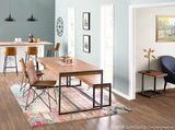 Lumisource Java Industrial Dining Table in Antique Metal and Teak Wood