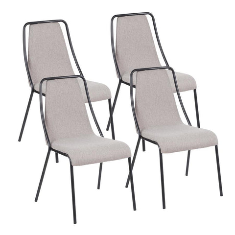 Lumisource Katana Contemporary Chair in Black Metal and Brown Fabric - Set of 4