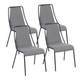 Lumisource Katana Contemporary Chair in Black Metal and Dark Blue Fabric - Set of 4