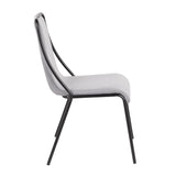 Lumisource Katana Contemporary Chair in Black Metal and Grey Fabric - Set of 4