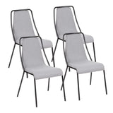Lumisource Katana Contemporary Chair in Black Metal and Grey Fabric - Set of 4