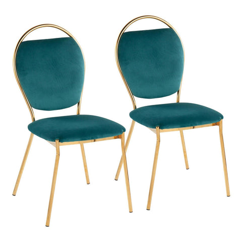 Lumisource Keyhole Contemporay/Glam Dining Chair in Gold Metal and Cream Velvet - Set of 2