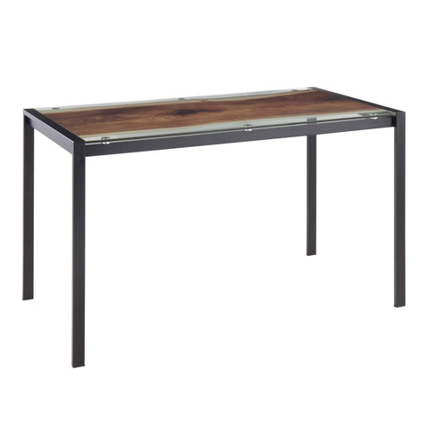 Lumisource Live Edge Contemporary Table in Black Steel with Printed Glass Top