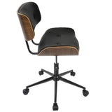 Lumisource Lombardi Mid-Century Modern Adjustable Office Chair with Swivel in Walnut and Black