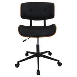 Lumisource Lombardi Mid-Century Modern Adjustable Office Chair with Swivel in Walnut and Black