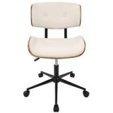 Lumisource Lombardi Mid-Century Modern Adjustable Office Chair with Swivel in Walnut and Cream