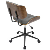 Lumisource Lombardi Mid-Century Modern Adjustable Office Chair with Swivel in Walnut and Grey