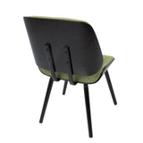 Lumisource Lombardi Mid-Century Modern Dining/Accent Chair in Espresso with Green Fabric - Set of 2