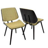 Lumisource Lombardi Mid-Century Modern Dining/Accent Chair in Espresso with Yellow Fabric - Set of 2
