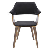 Lumisource Lucci Mid-Century Modern Chair in Walnut and Black Velvet
