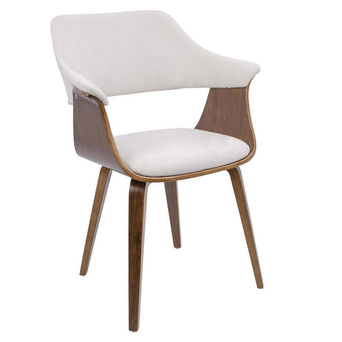 Lumisource Lucci Mid-Century Modern Chair in Walnut and Cream Velvet