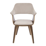 Lumisource Lucci Mid-Century Modern Chair in Walnut and Tan Velvet