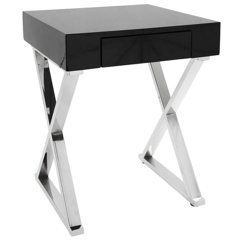 Lumisource Luster Contemporary Side Table in Black and Chrome