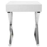 Lumisource Luster Contemporary Side Table in White and Chrome