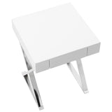 Lumisource Luster Contemporary Side Table in White and Chrome