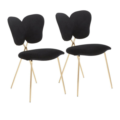 Lumisource Madeline Contemporary/Glam Chair in Gold Metal and Black Velvet - Set of 2