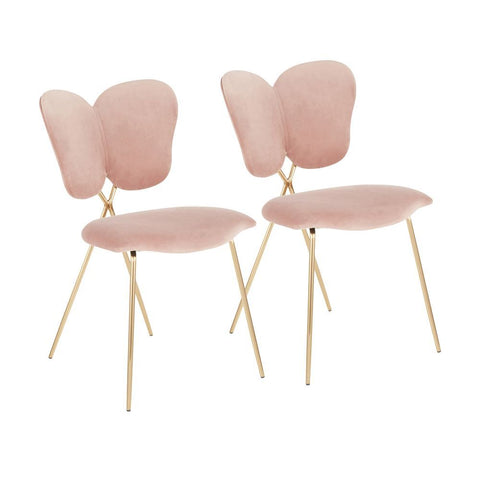 Lumisource Madeline Contemporary/Glam Chair in Gold Metal and Blush Pink Velvet - Set of 2