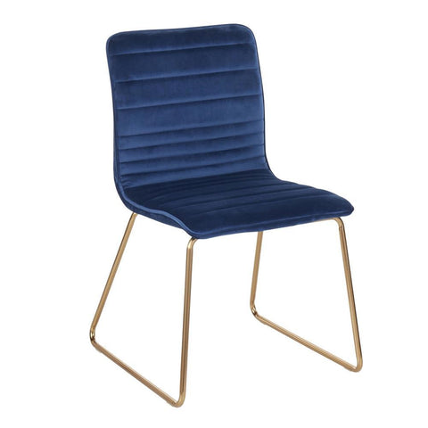 Lumisource Mara Contemporary/Glam Chair in Gold Metal and Blue Velvet