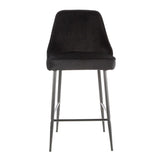 Lumisource Marcel Contemporary Counter Stool in Black Metal and Black Velvet - Set of 2