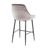 Lumisource Marcel Contemporary Counter Stool in Black Metal and Silver Velvet - Set of 2