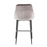Lumisource Marcel Contemporary Counter Stool in Black Metal and Silver Velvet - Set of 2