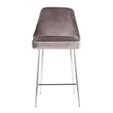 Lumisource Marcel Contemporary Counter Stool in Chrome and Silver Velvet - Set of 2