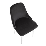 Lumisource Marcel Contemporary Dining Chair with Chrome Frame and Black Velvet Fabric - Set of 2