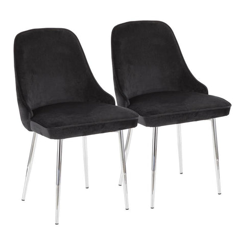 Lumisource Marcel Contemporary Dining Chair with Chrome Frame and Black Velvet Fabric - Set of 2