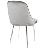 Lumisource Marcel Contemporary Dining Chair with Chrome Frame and Blue Velvet Fabric - Set of 2