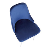 Lumisource Marcel Contemporary Dining Chair with Chrome Frame and Blue Velvet Fabric - Set of 2