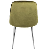 Lumisource Marcel Contemporary Dining Chair with Chrome Frame and Green Velvet Fabric - Set of 2