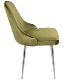 Lumisource Marcel Contemporary Dining Chair with Chrome Frame and Green Velvet Fabric - Set of 2