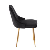 Lumisource Marcel Contemporary Dining Chair with Gold Frame and Black Velvet Fabric - Set of 2