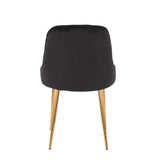 Lumisource Marcel Contemporary Dining Chair with Gold Frame and Black Velvet Fabric - Set of 2