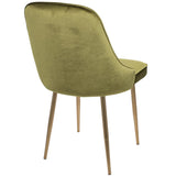 Lumisource Marcel Contemporary Dining Chair with Gold Frame and Green Velvet Fabric - Set of 2