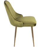 Lumisource Marcel Contemporary Dining Chair with Gold Frame and Green Velvet Fabric - Set of 2