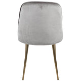 Lumisource Marcel Contemporary Dining Chair with Gold Frame and Silver Velvet Fabric - Set of 2