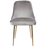 Lumisource Marcel Contemporary Dining Chair with Gold Frame and Silver Velvet Fabric - Set of 2