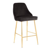 Lumisource Marcel Contemporary/Glam Counter Stool in Gold Metal and Black Velvet - Set of 2
