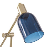 Lumisource Marcel Contemporary Table Lamp in White Marble, Gold Metal and Blue Glass