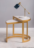 Lumisource Marcel Contemporary Table Lamp in White Marble, Gold Metal and Blue Glass