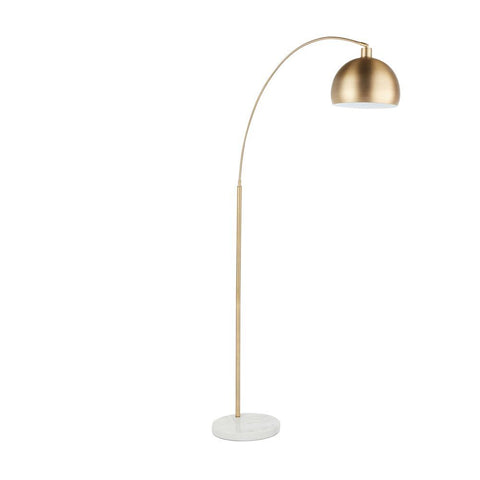 Lumisource March Contemporary Floor Lamp in White Marble and Antique Brass Metal