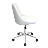 Lumisource Marche Contemporary Adjustable Office Chair with Swivel in White Faux Leather