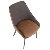 Lumisource Marche Contemporary Two-Tone Chair in Brown Faux Leather and Grey Fabric - Set of 2