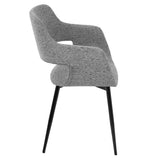 Lumisource Margarite Mid-Century Modern Dining/Accent Chair in Black with Grey Fabric - Set of 2